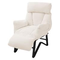 SESSEL mit Liegefunktion Beige Leinenbezug Relaxsessel verstellbar für Wohnzimmer - Beige/Schwarz, Textil/Metall (85/102/82cm) - ML-DESIGN