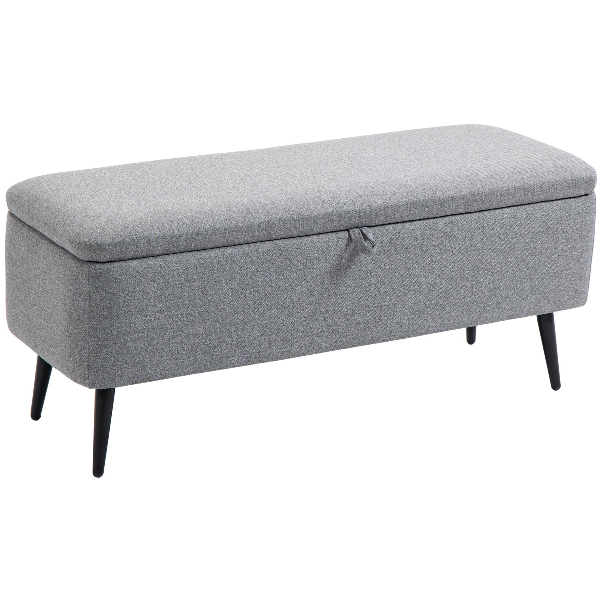 TRUHENBANK mit Stauraum, Leinenoptik für Wohnzimmer, 101x38,5x44,5 cm - Grau, Kunststoff (38.5/44.5/101cm) - HOMCOM