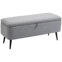 TRUHENBANK mit Stauraum, Leinenoptik für Wohnzimmer, 101x38,5x44,5 cm - Grau, Kunststoff (38.5/44.5/101cm) - HOMCOM
