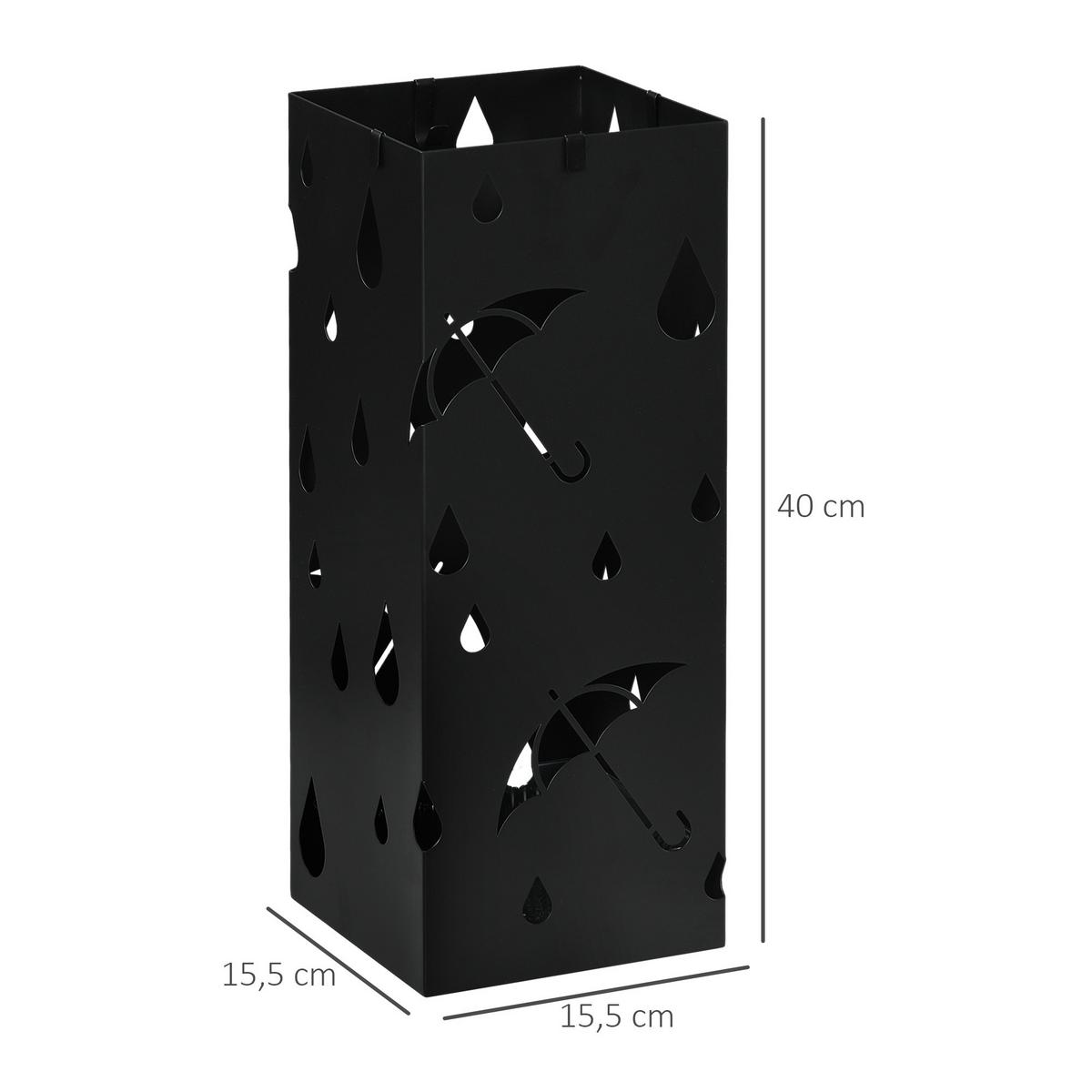 REGENSCHIRMSTÄNDER Schirmständer mit 4 Haken, Wasserauffangschale Stahl Schwarz - Schwarz, Metall (15.5/40/15.5cm) - HOMCOM