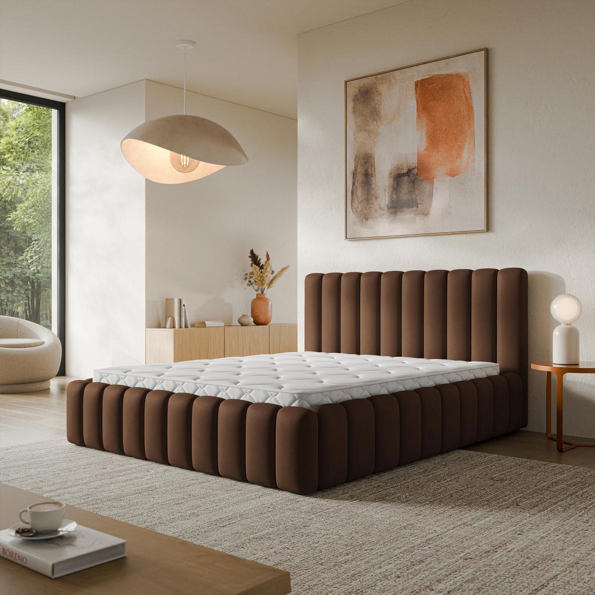 POLSTERBETT TEBA 180x200 cm mit Bettkästen - Braun - Braun, Holz/Textil (180/200cm) - MASSENO