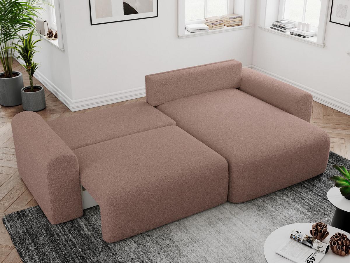ECKSOFA NELSON Rosa Boucle - Schwarz/Rosa, Kunststoff/Textil (274/152cm) - MKS