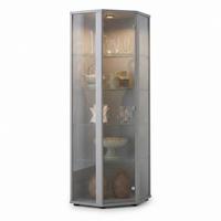 ECKVITRINE 56,5/56,5/176 cm mit LED - Transparent/Silberfarben, Glas/Holzwerkstoff (56.5/176/56.5cm) - K-Möbel