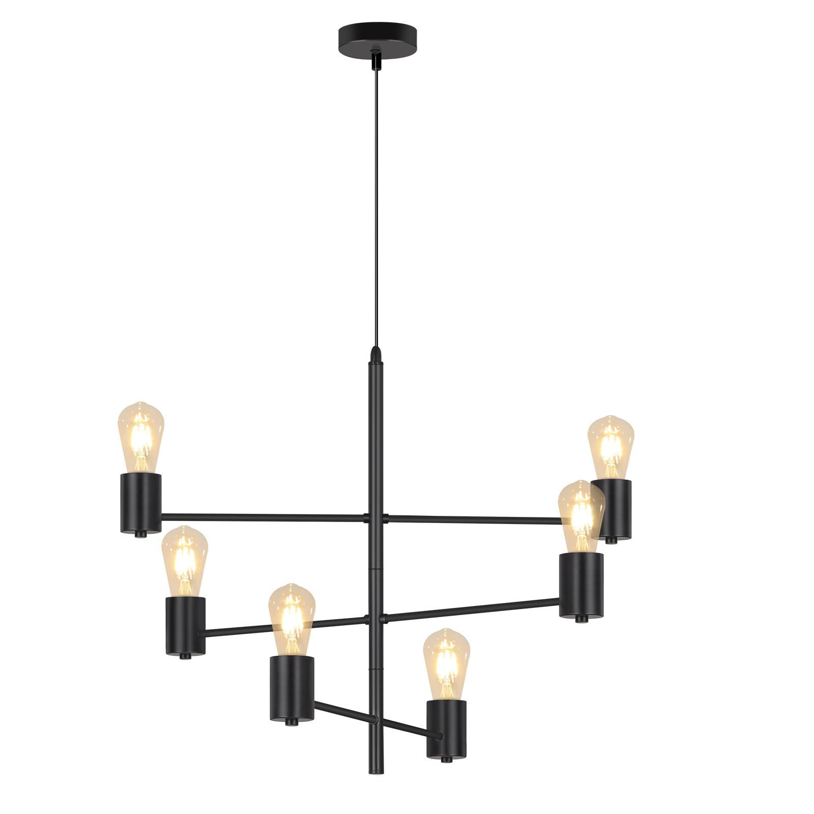 PENDELLEUCHTE Essenz 6-flammig 65/10/205 cm - Schwarz, Metall (65/10/205cm) - Nettlife
