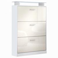 SCHUHSCHRANK Lavia Front in Creme Hochglanz - Creme, Holzwerkstoff (89/128/23cm) - Vladon