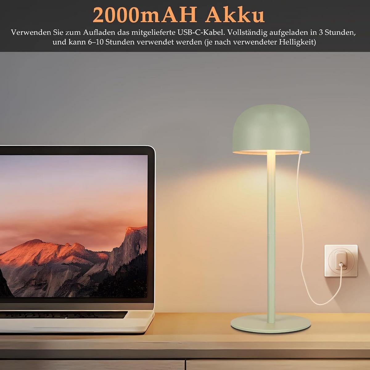 TISCHLAMPE Finns 9/9/25 cm （2er-set） - Grün, Kunststoff/Metall (9/9/25cm) - ZMH
