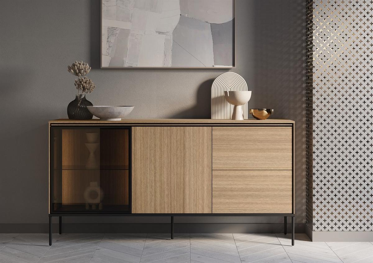 KOMMODE VISSO VI-05 mit LED-Beleuchtung Eiche linear - Eichefarben, Holzwerkstoff (167/85/41cm) - Lookway