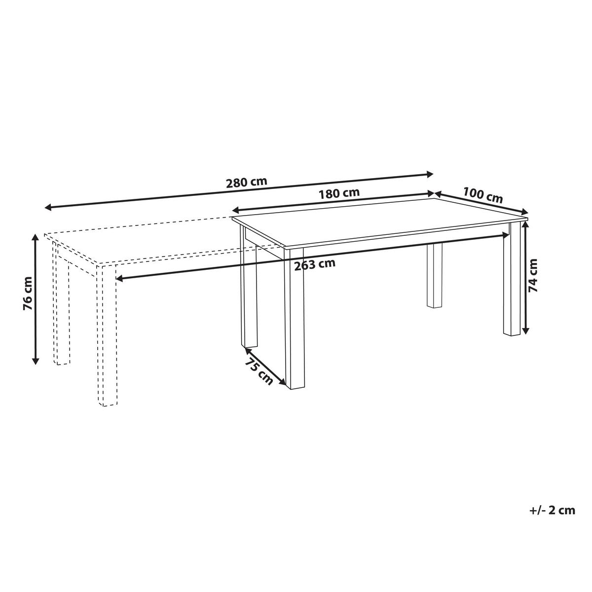 ESSTISCH ausziehbar Helle Esche 180-280/100 cm Madura - Hellbraun, Holzwerkstoff (180/100/76cm) - Beliani