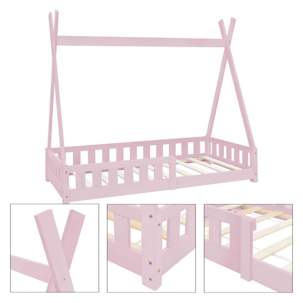 KINDERBETT Tipi 80x160 cm Rosa - Pink, Holz (80/160cm) - ML-DESIGN