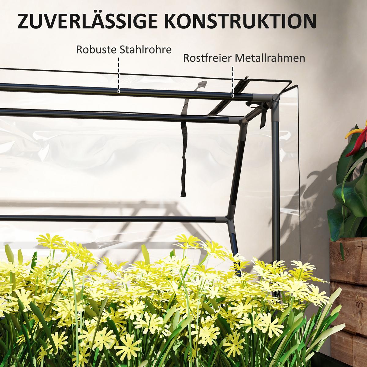 HOCHBEET mit Abdeckung - Schwarz, Metall (48/124/100cm) - Outsunny