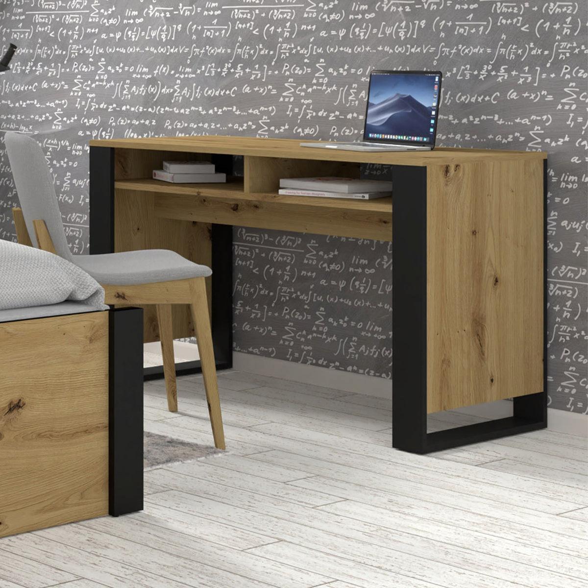 SCHREIBTISCH Gani Holz und Mattschwarz - Schwarz, Holzwerkstoff (120/55/75cm) - Petits-meubles