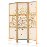PARAVENT Japanischer 3-tlg 135x172 cm Monde Und Sterne - Beige, Holz/Textil (135/172/3cm) - Muralo