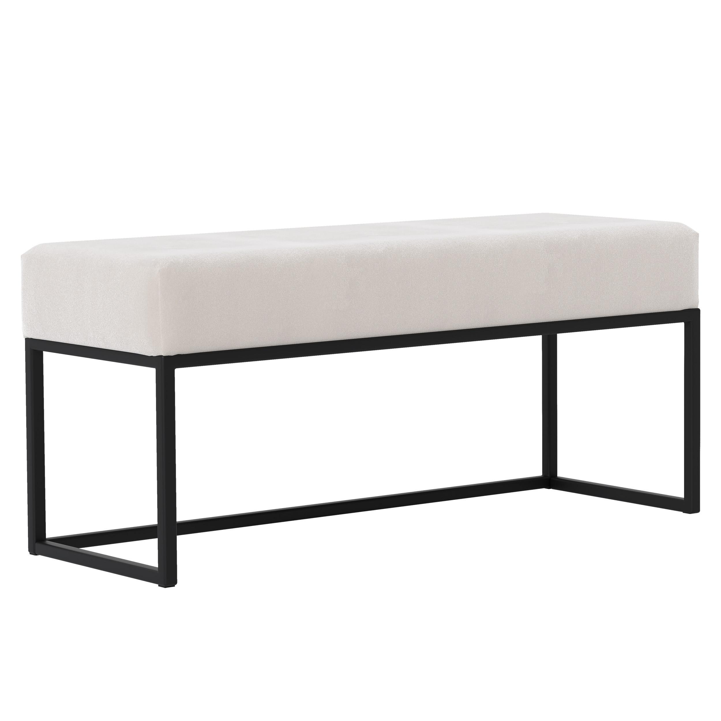 POLSTERBANK PURE 90 cm Metallgestell, Schwarz / Creme - Creme, Textil/Metall (90/44/30cm) - Idohome