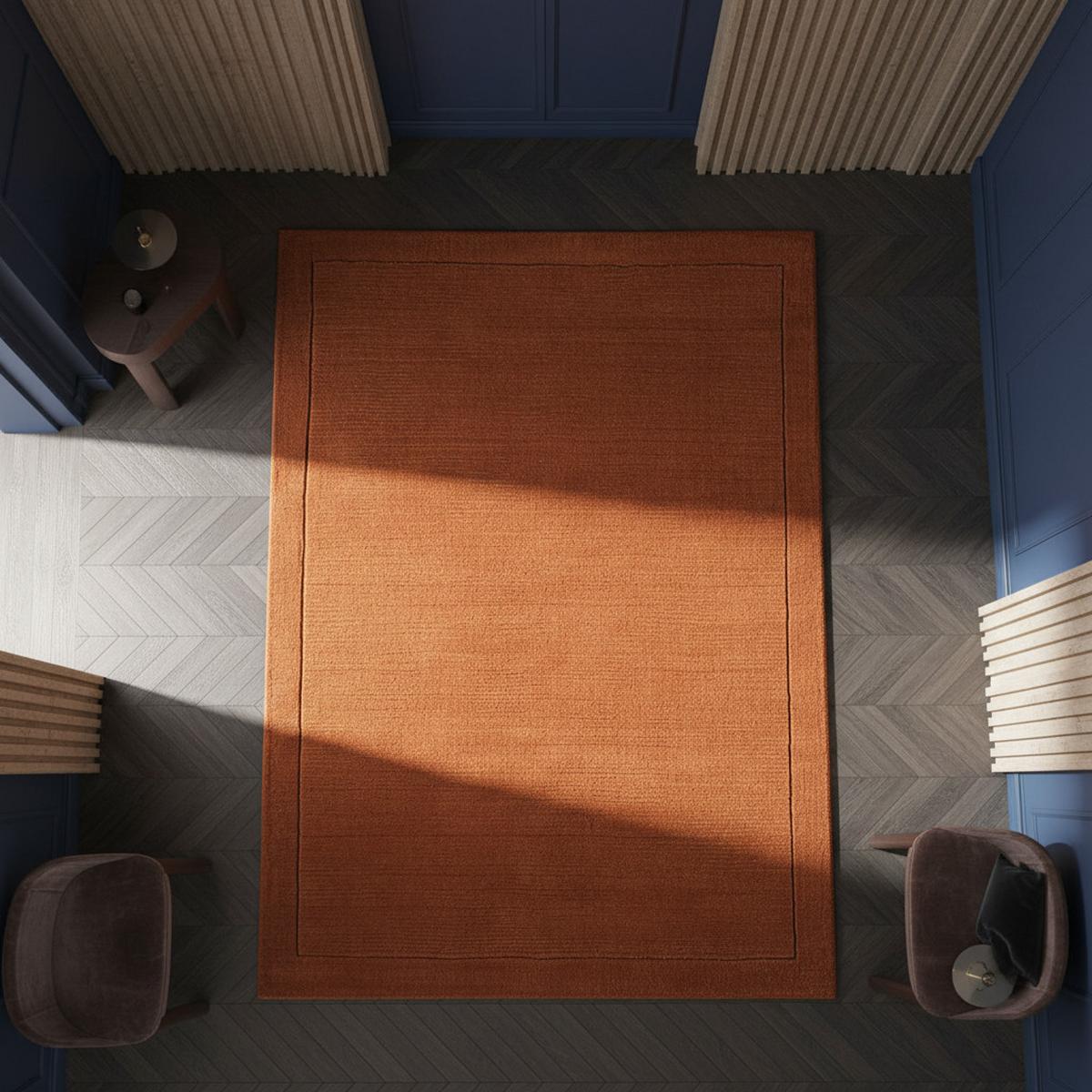 WOLLTEPPICH handgewebt STOW, mit Bordüre, Terrakotta, 120 x 170 cm - Orange, Textil (170/120cm) - KADIMA DESIGN