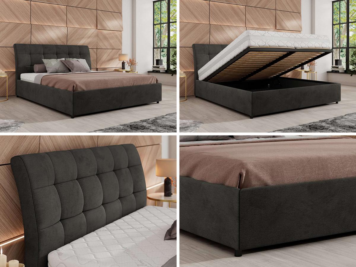 POLSTERBETT GALA CLASSIC 180/200 - Dunkelgrau Velvet - Multipocket-Matratze - Dunkelgrau, Textil (180/200cm) - MKS