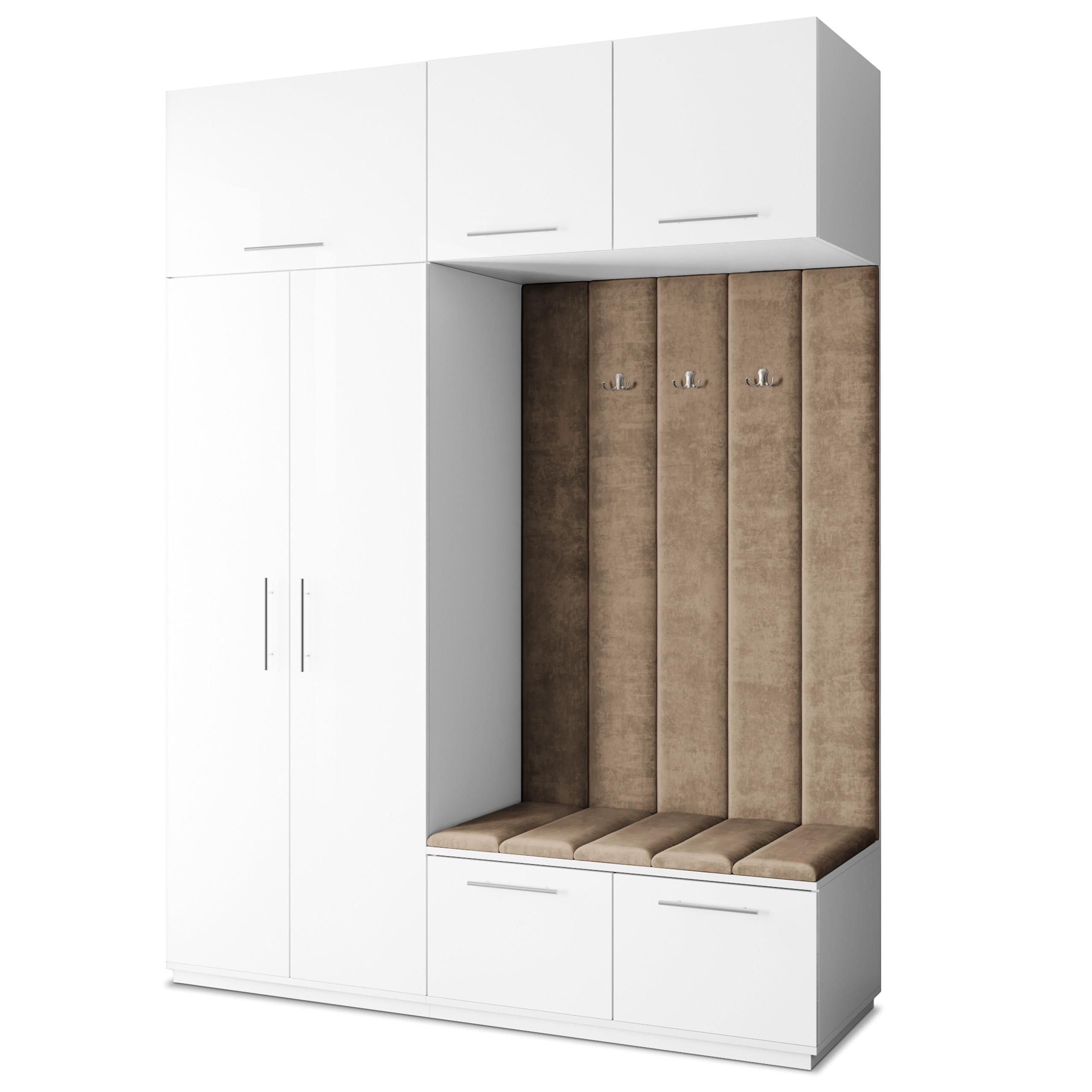 GARDEROBENSCHRANK REMA 180/240/60 cm Modern Garderobe-Set Weiß - Weiß/Mokka, Holzwerkstoff (180/240/60cm) - MASSENO