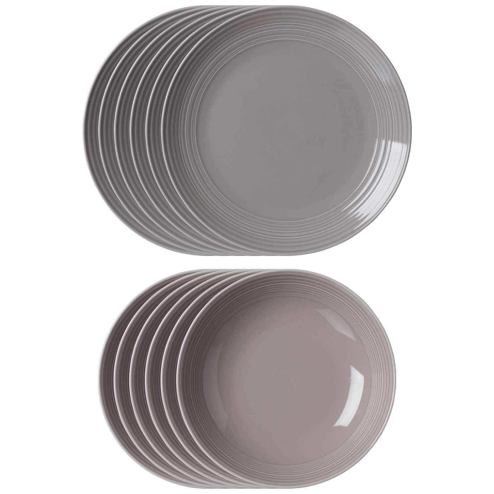 TAFELSERVICE Levi Grau 12-tlg. - Grau, Keramik (2/2/2cm) - Ritzenhoff Breker