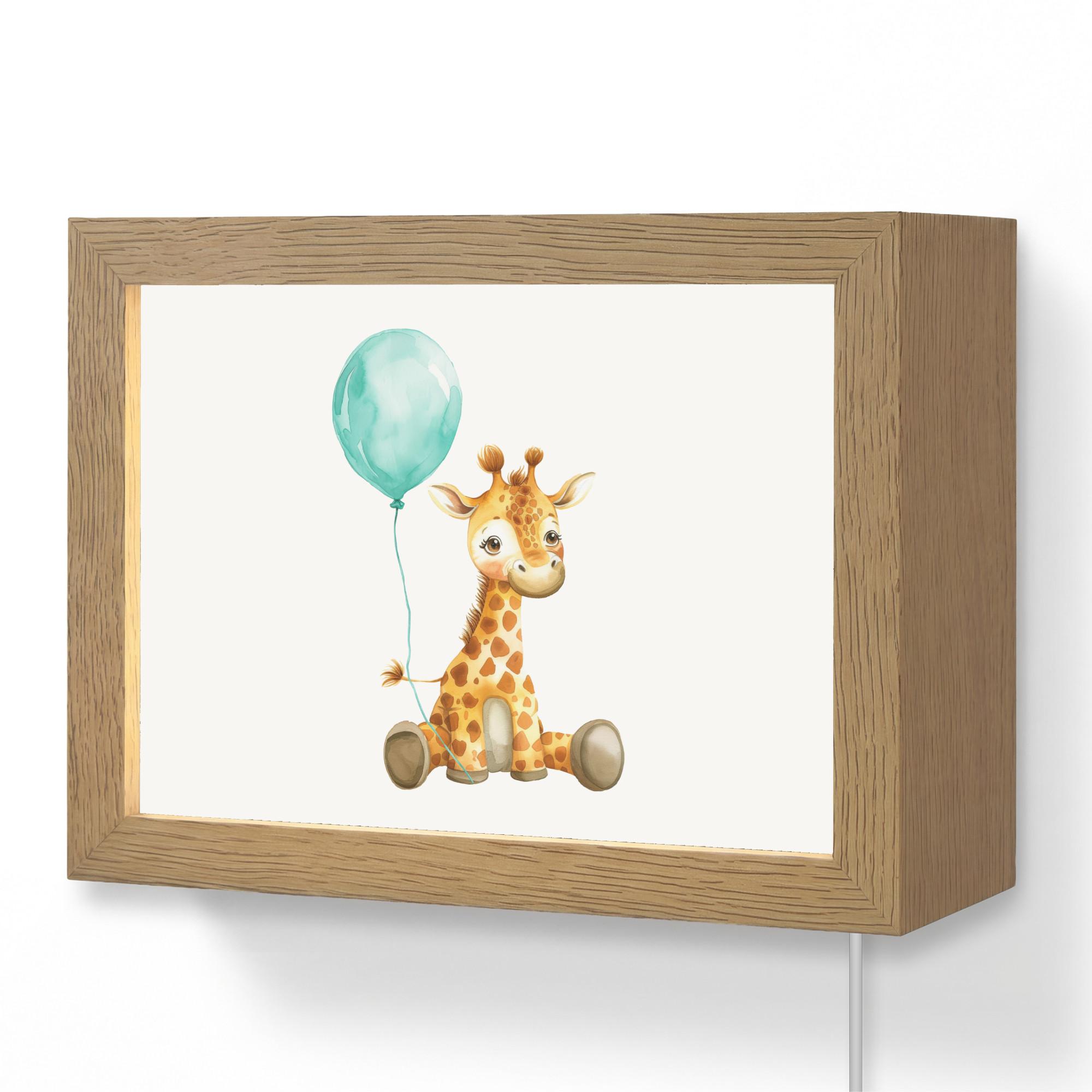 WANDLEUCHTE Giraffe - Baby - Tiere - Blauer Ballon 20x15 cm - Weiß, Holzwerkstoff (20/15/8cm) - OnlyWow