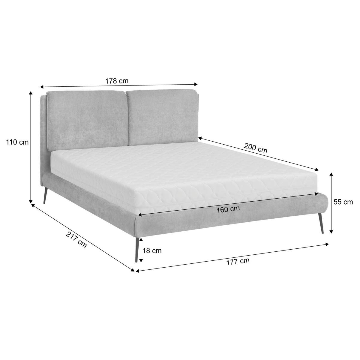 POLSTERBETT Nuit, Doppelbett 160x200 cm mit Taschenfedernmatratze 26 cm, Chenille-Stoff, Dunkelgrau - Dunkelgrau, Textil (160/200cm) - Beautysofa