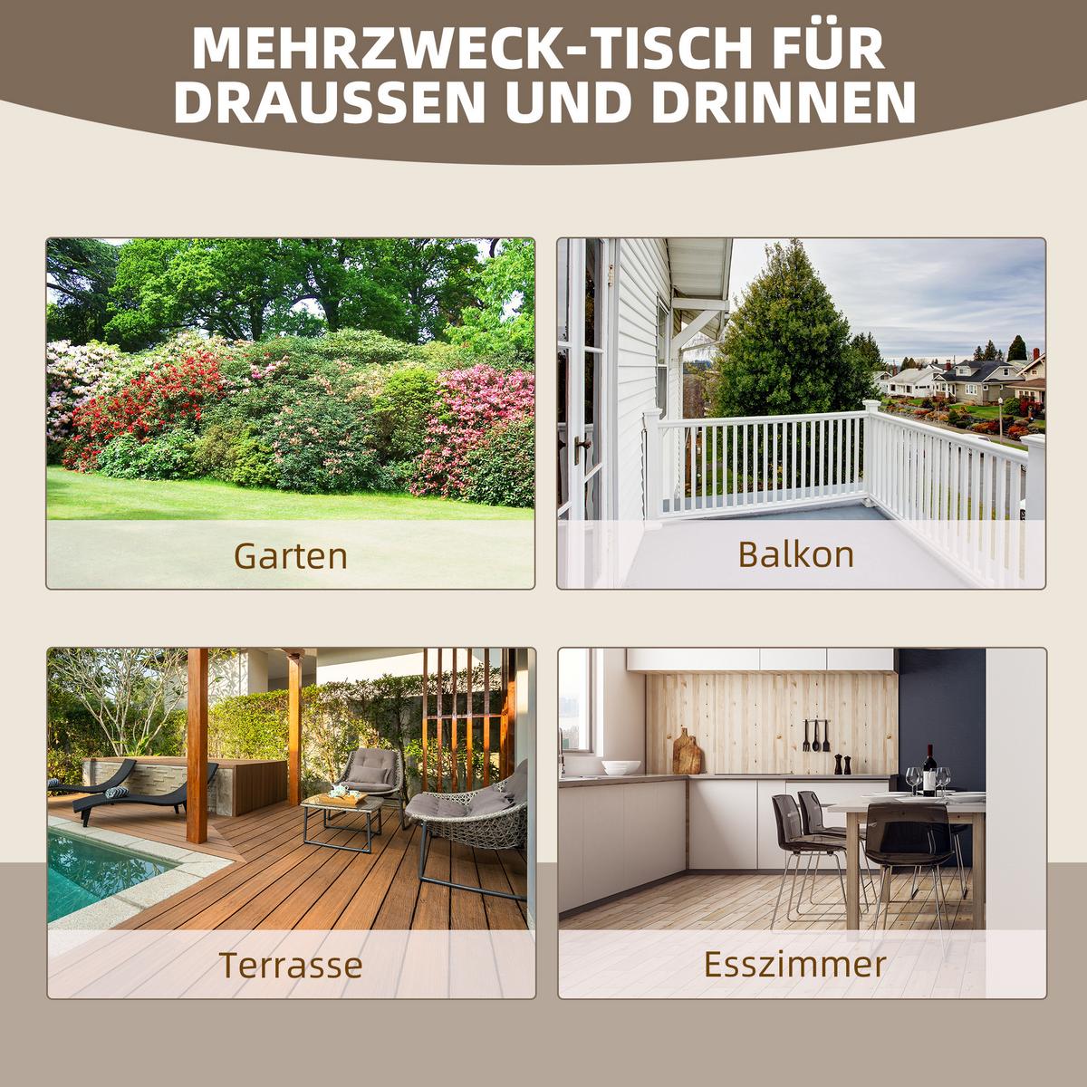GARTENTISCH, Naturholz, Tannenholz - Naturfarben, Holz (110/60/65cm) - Outsunny
