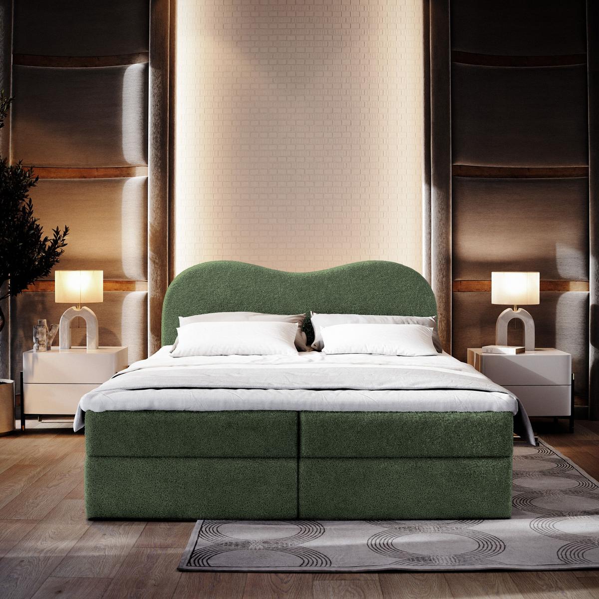 BOXBETT FLUVIA N 180x200 cm mit Matratze und Topper - Grün - Grün, Holz (180/200cm) - MASSENO