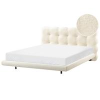 BETT mit Lattenrost 160/200 cm Bouclé Cremeweiß Soulisse - Creme, Textil (160/200cm) - Beliani