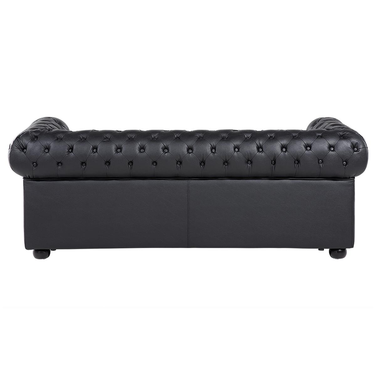 SOFA Leder Schwarz Chesterfield - Schwarz, Leder/Fell (195/70/75cm) - Beliani