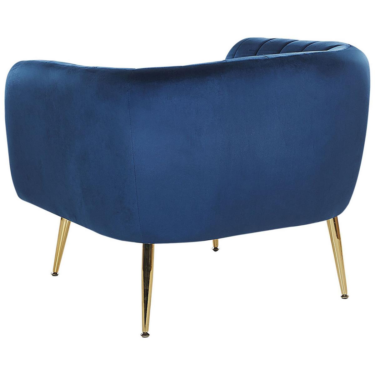 SESSEL Samtstoff Blau Laconia - Blau, Textil/Metall (85/72/62cm) - Beliani