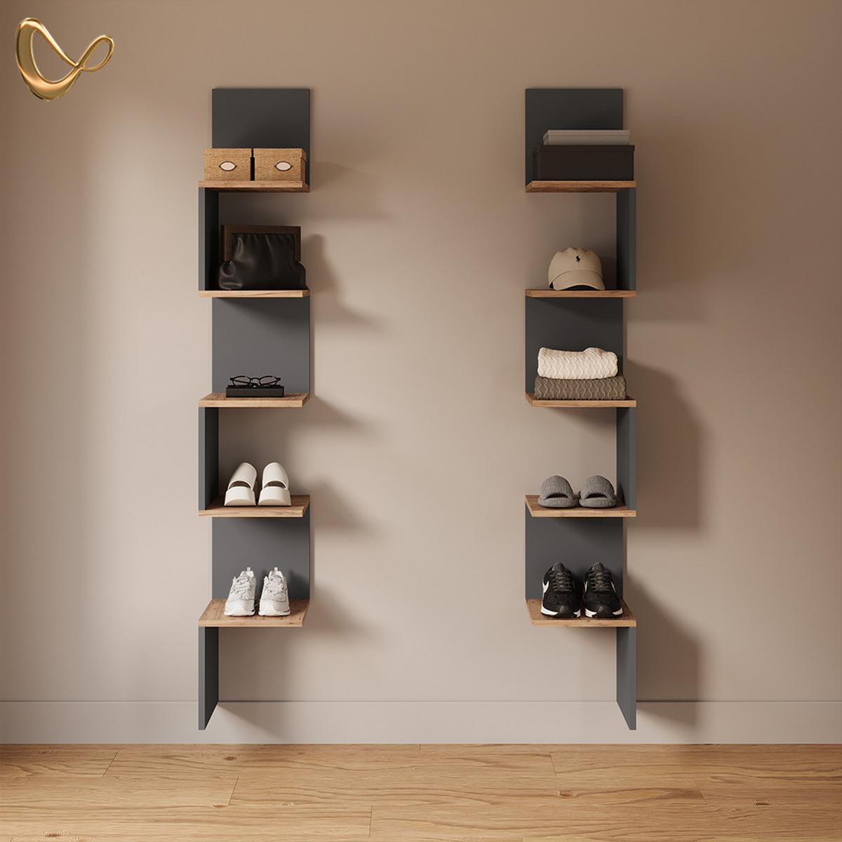 ECKREGAL Vesuvio Anthrazit 28 x 175.4 cm 2er Set - Anthrazit, Holzwerkstoff (28/175.4/28cm) - Livinity®