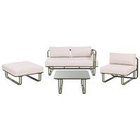 LOUNGE-SET mit Tisch und Ottomane 3-Sitzer Metall Grün Camerota - Beige/Grün, Metall - Beliani