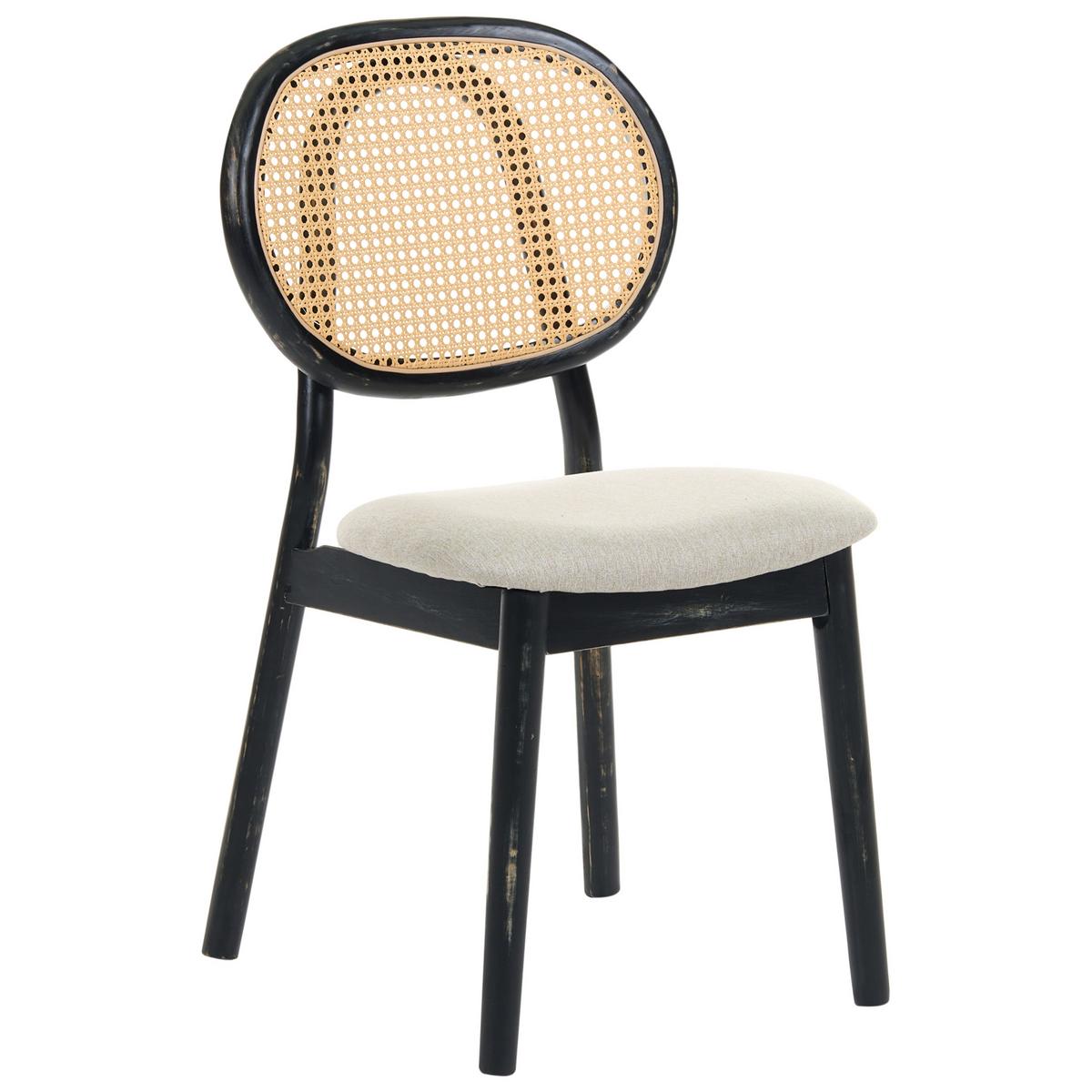 STUHL 2er-Set Holz Schwarz/Beige Gaviota - Schwarz, Holz (49/88/55cm) - Beliani