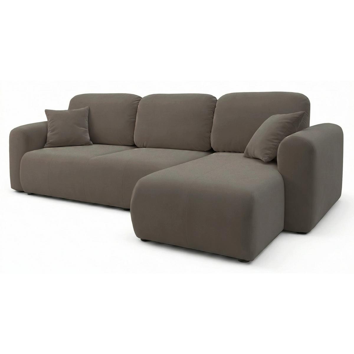 ECKSOFA Olido Dunkelbeige-Samt - Schwarz/Cappuccino, Kunststoff/Textil (245/150cm) - Selsey