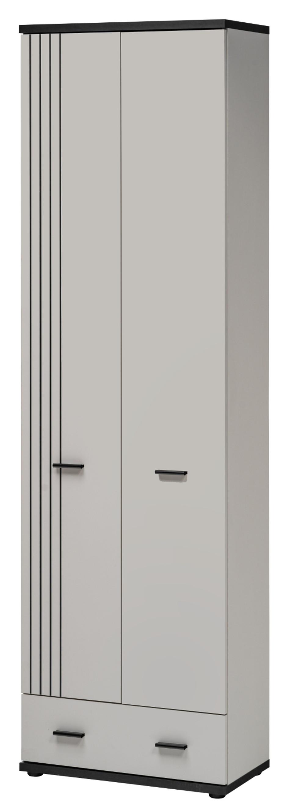GARDEROBENSCHRANK Kaschmir, schwarz 60 x 203 cm, Flurschrank mit Streifenmuster - Kaschmir/Schwarz, Holzwerkstoff/Kunststoff (60/203/32cm) - Inn.Furn