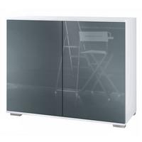 KOMMODE Skadu Grau Hochglanz - Grau, Holzwerkstoff (92.5/75.5/35cm) - Vladon