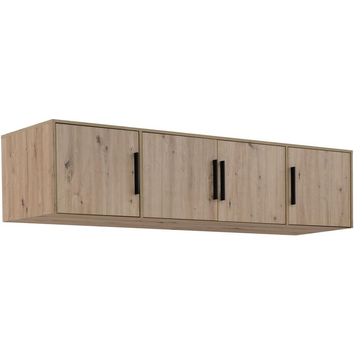 DREHTÜRENSCHRANK Kavo mit Aufsatz, Spiegel und 4 Türen, eiche Artisan - Schwarz/Eiche Artisan, Holzwerkstoff (200/245/58cm) - Beautysofa