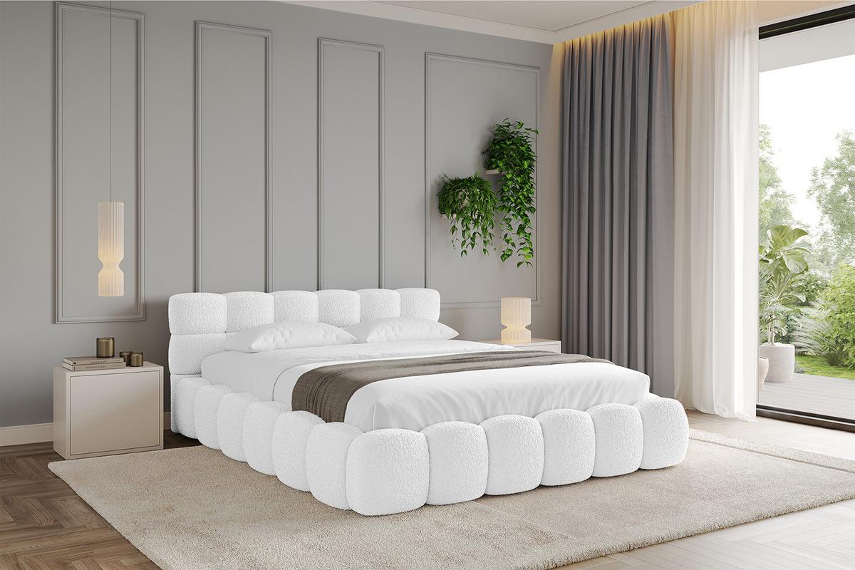 POLSTERBETT mit Bettkasten und Lattenrost, Bett mit Matratze H3/H4 - LEYA-v1 180x200 Weiß - Weiß, Holzwerkstoff/Textil (180/200cm) - ALTDECOR