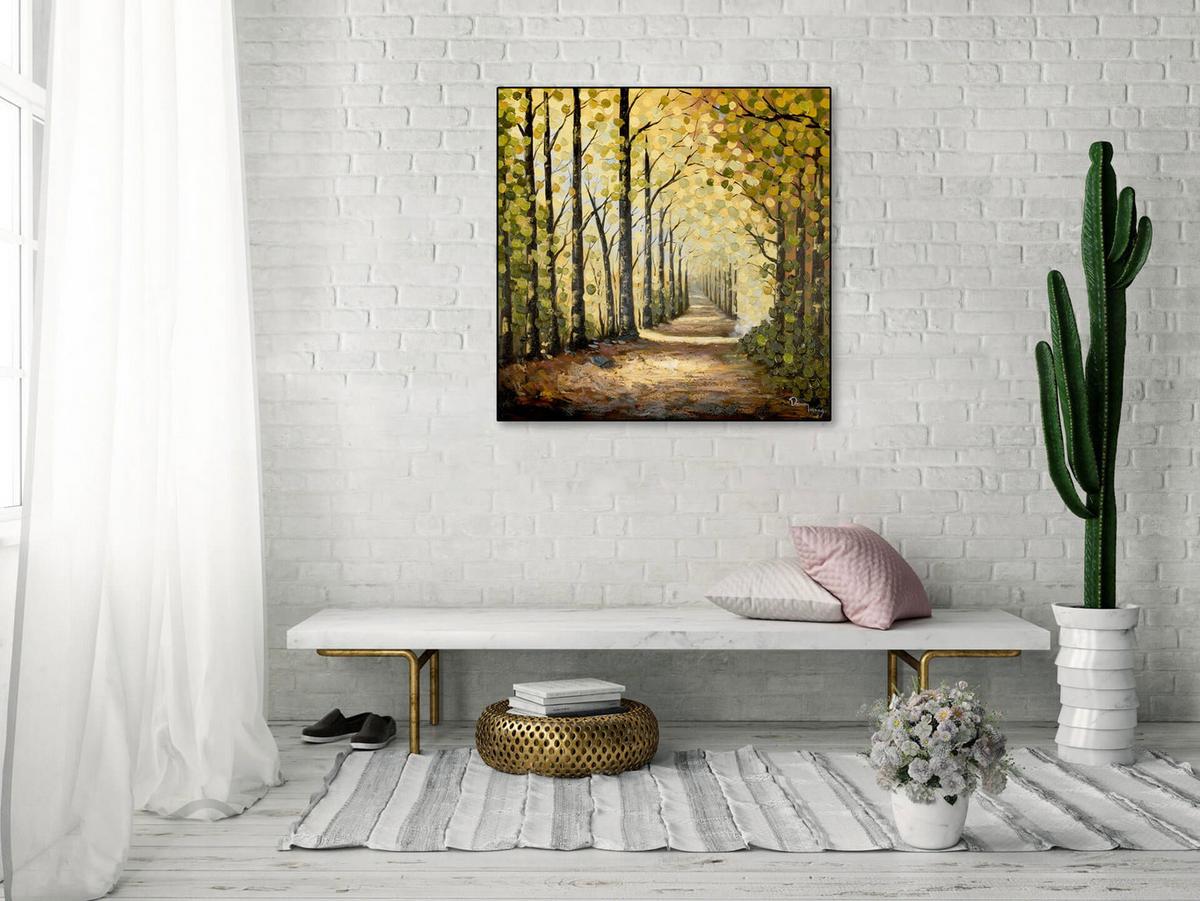 ACRYLBILD HANDGEMALT 80/80 cm - Braun/Grün, Holz/Textil (80/80cm) - KUNSTLOFT