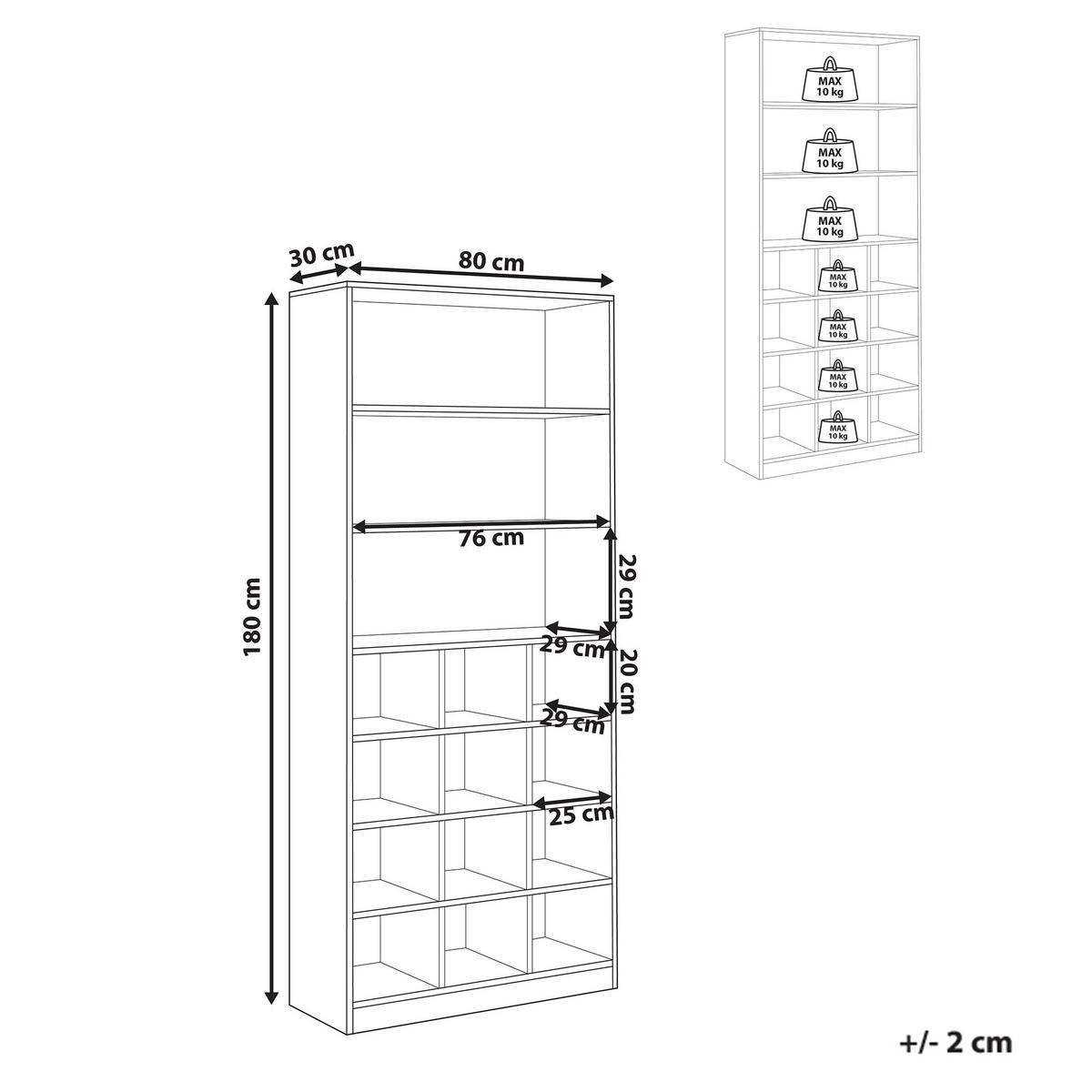 SCHUHSCHRANK Weiß Lajamanu - Weiß, Holzwerkstoff (80/180/30cm) - Beliani