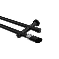 GARDINENSTANGE Platon Verano 400 cm (geteilt in 2 x 200 cm), 2-läufig (ohne Ringe), 20 mm Ø Schwarz - Chromfarben/Schwarz, Metall (400cm) - INTERDECO