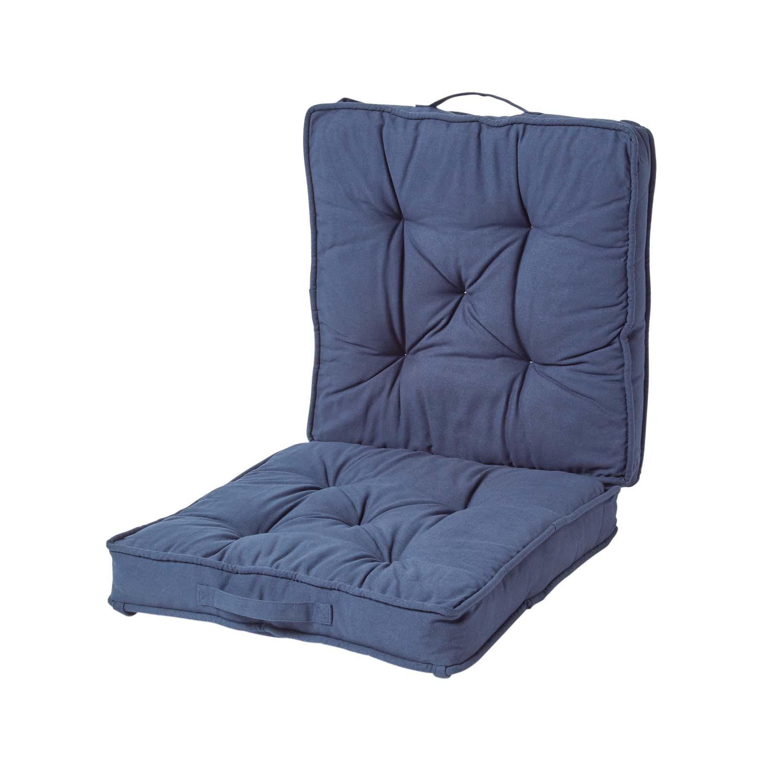 REISEKISSEN dunkelblau 50/50/10 cm – Klappkissen Baumwolle - Dunkelblau, Textil (50/50/12cm) - Homescapes