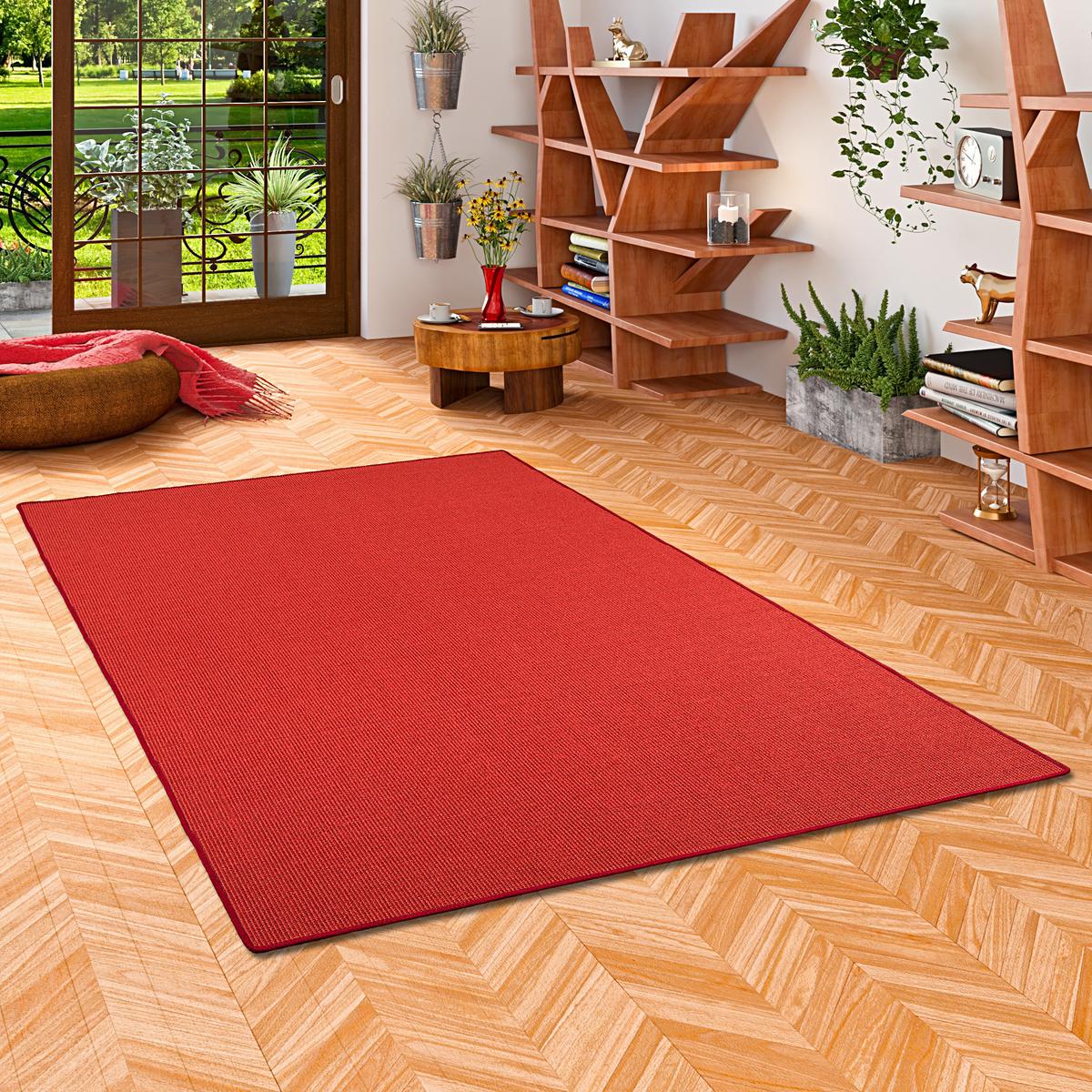 SISAL NATUR TEPPICH KLASSISCH - Rot, Textil (80/160cm) - Snapstyle