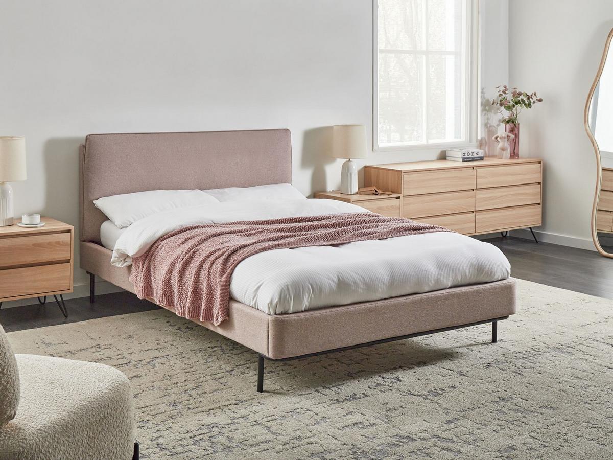 BETT mit Lattenrost 140/200 cm Taupe Corio - Taupe/Schwarz, Textil (140/200cm) - Beliani