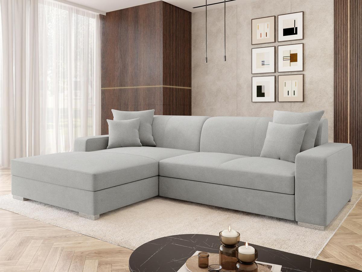 ECKSOFA Mexico, Seite: Links - Chromfarben/Hellgrau, Holz/Kunststoff (263/178cm) - MIRJAN24