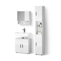BADMÖBEL-SET Ronco Weiß Hochglanz 3 Teile, mit Hochschrank - Weiß Hochglanz, Holzwerkstoff (60/59/30cm) - Livinity®
