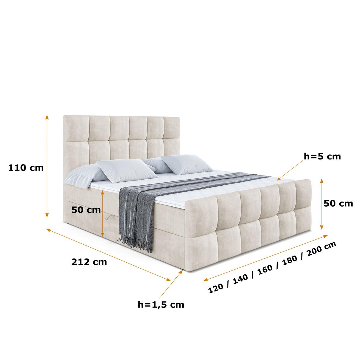 BOXBETT RICAR-Z - 140 x 200 - H3 - Ecru - Ecru, Holzwerkstoff (140/200cm) - ALTDECOR