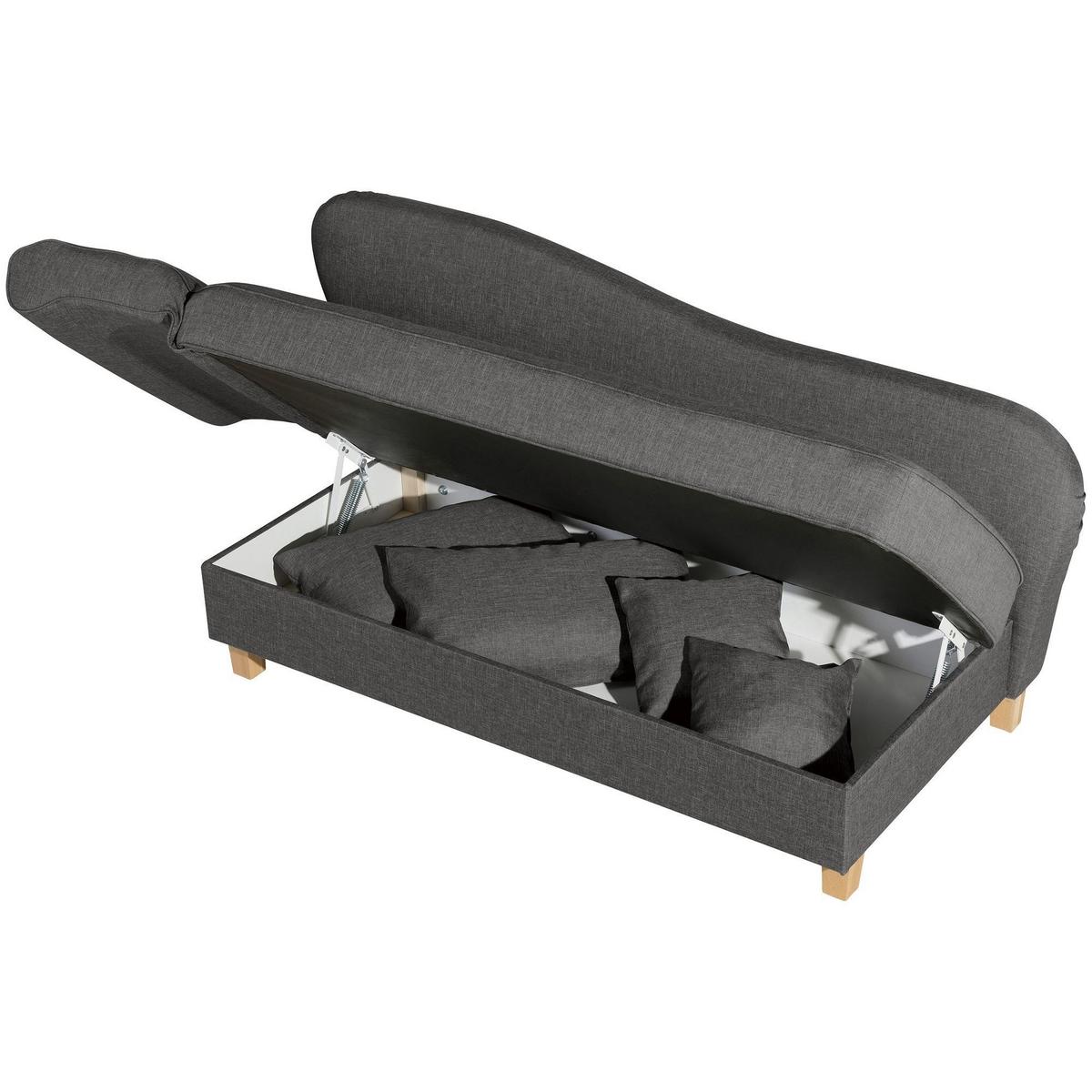 RECAMIERE mit Armteil links klappbar Katia Bezug Flachgewebe Buche natur / anthrazit - Anthrazit, Kunststoff (190/82/88cm) - 58aufmkessel
