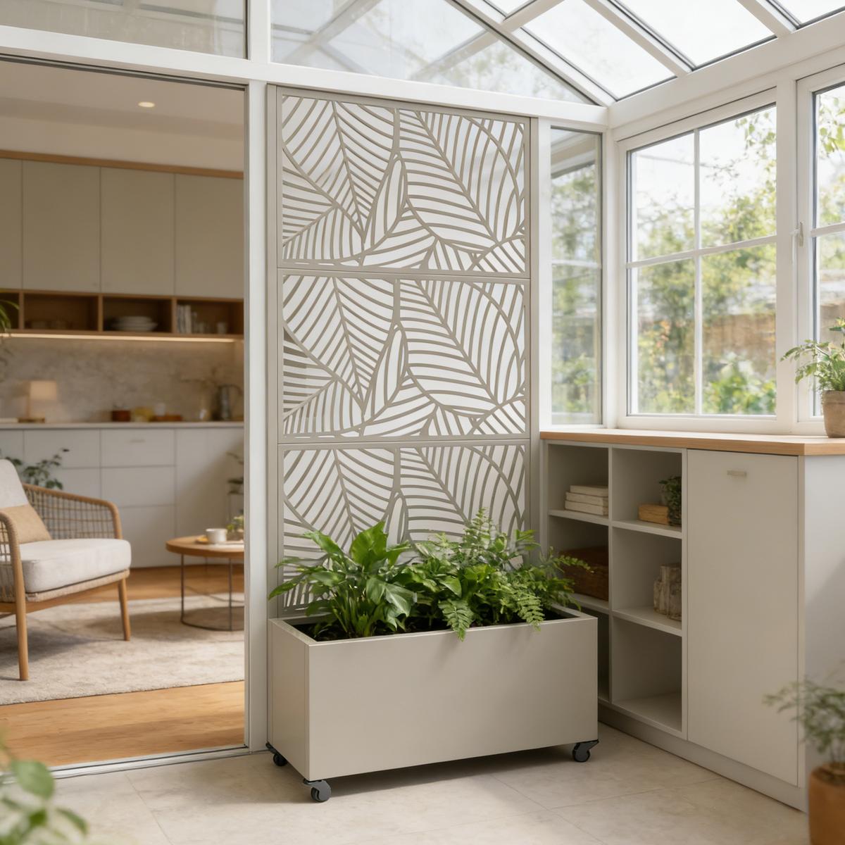 BLUMENKASTEN Surnskoki - Beige, Metall (82/190/38cm) - casa.pro