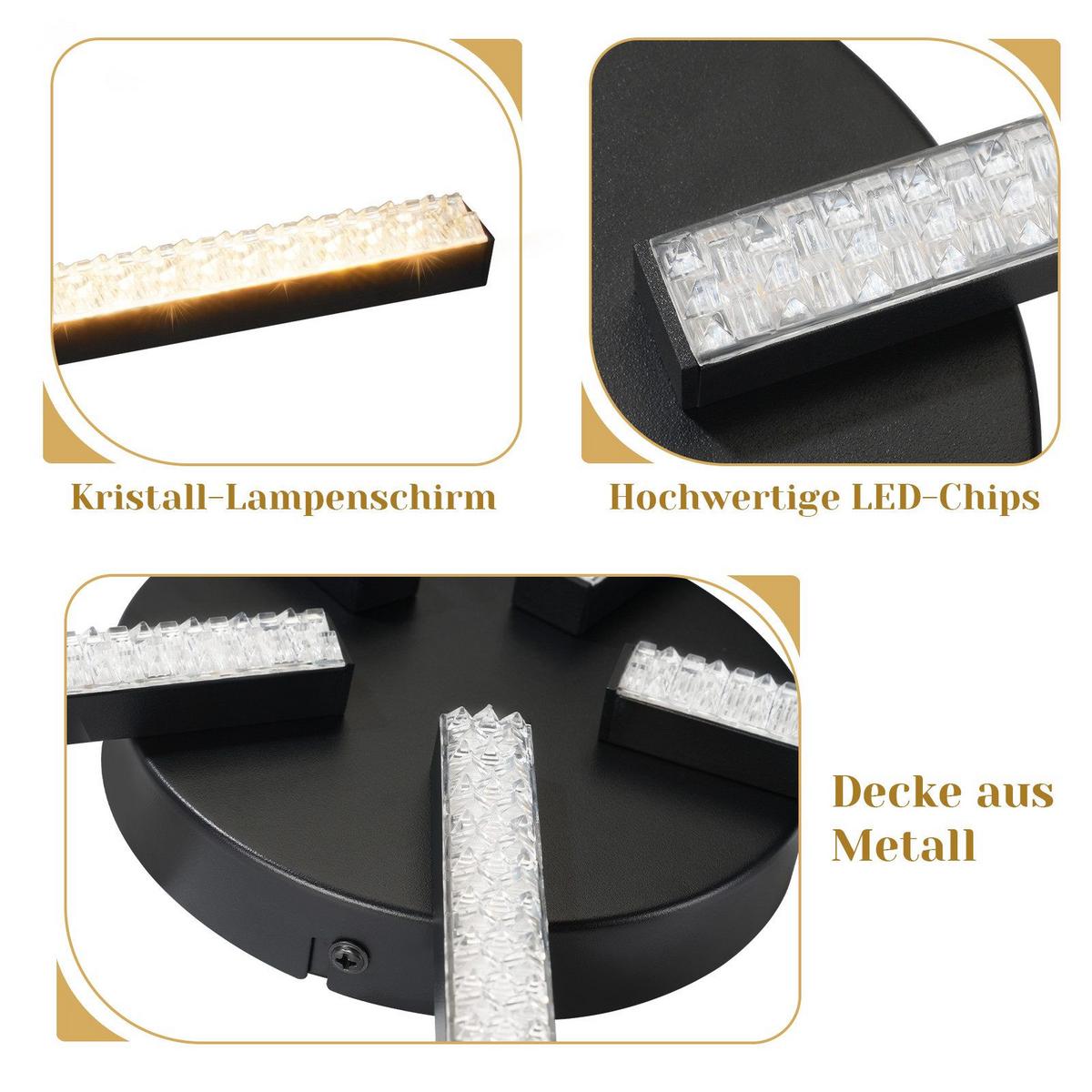 LED-DECKENLEUCHTE Eva 63.3/60.2/4.3 cm - Schwarz, Metall (63.3/60.2/4.3cm) - Nettlife