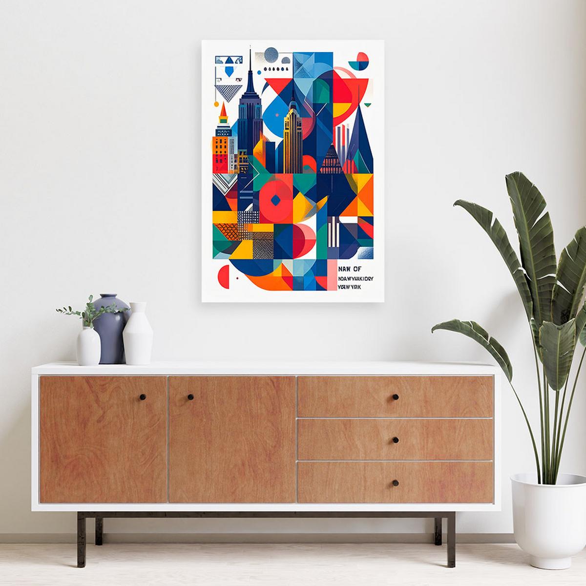 LEINWANDBILD New York Stadt im Bauhaus-Stil 60x90cm - Multicolor, Textil (60/90cm) - Feeby