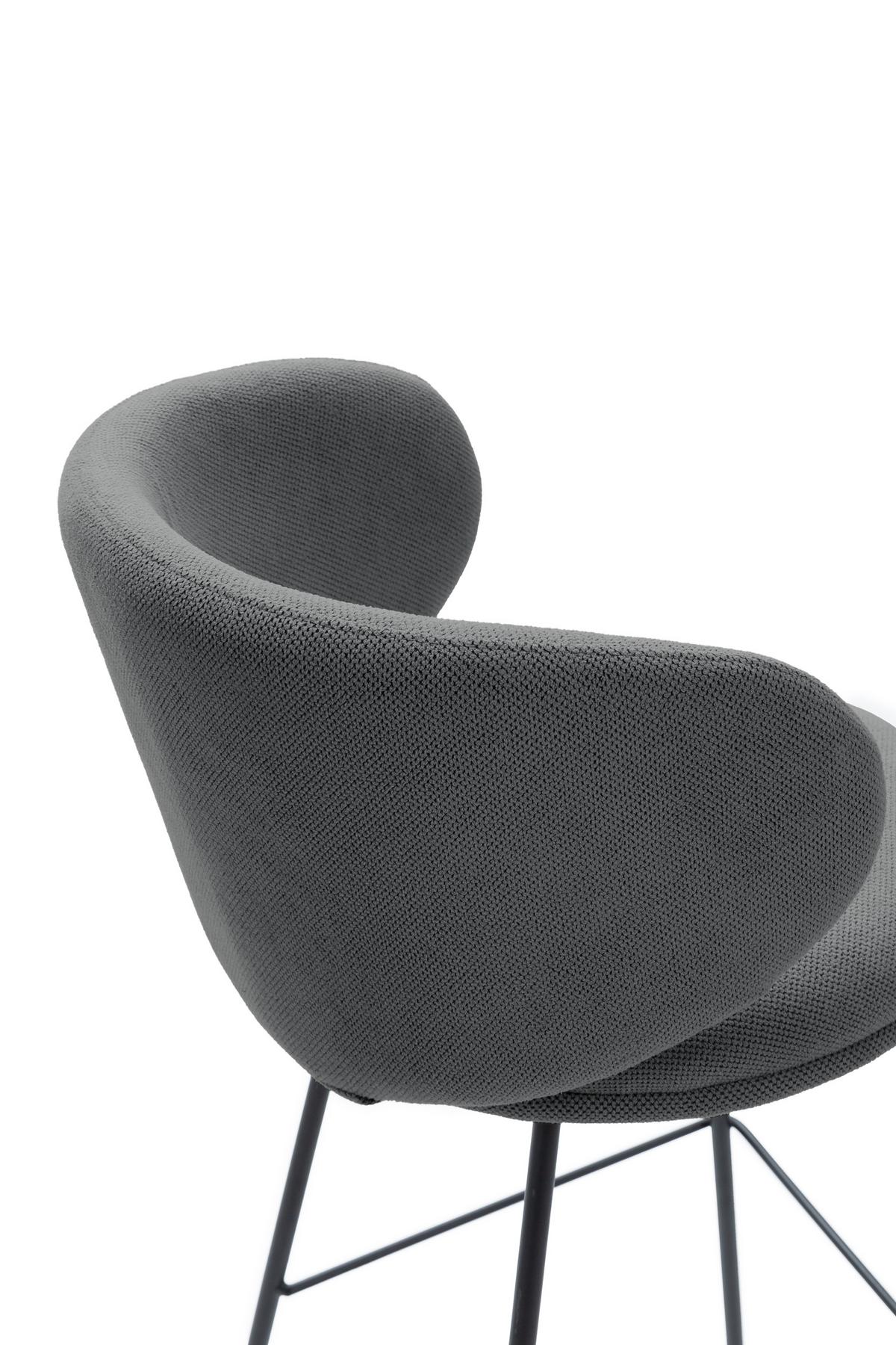 BARHOCKER (Set aus 2) aus Stoff mit schwarzen Metallbeinen - rush 56/53/65 cm - Grau, Textil (53/65/56cm) - Drawer